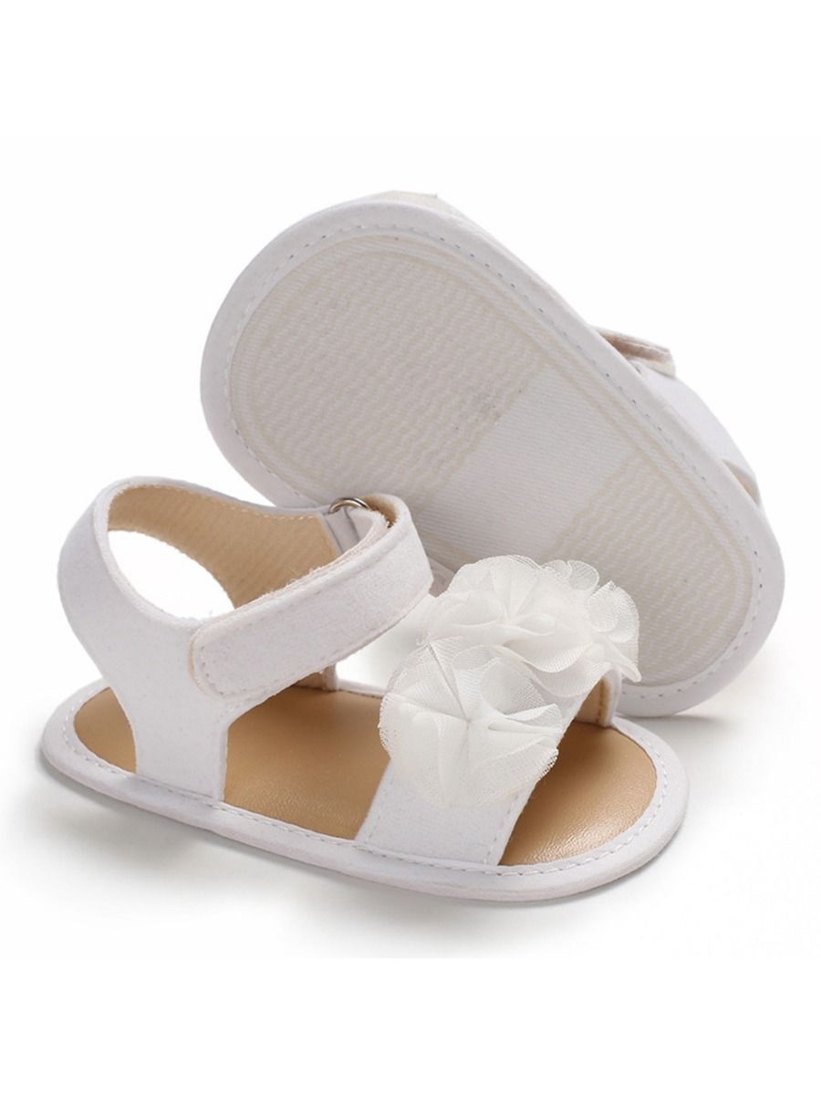 Flower Shoes Trim Solid Color Baby Sandal - dianjiang-