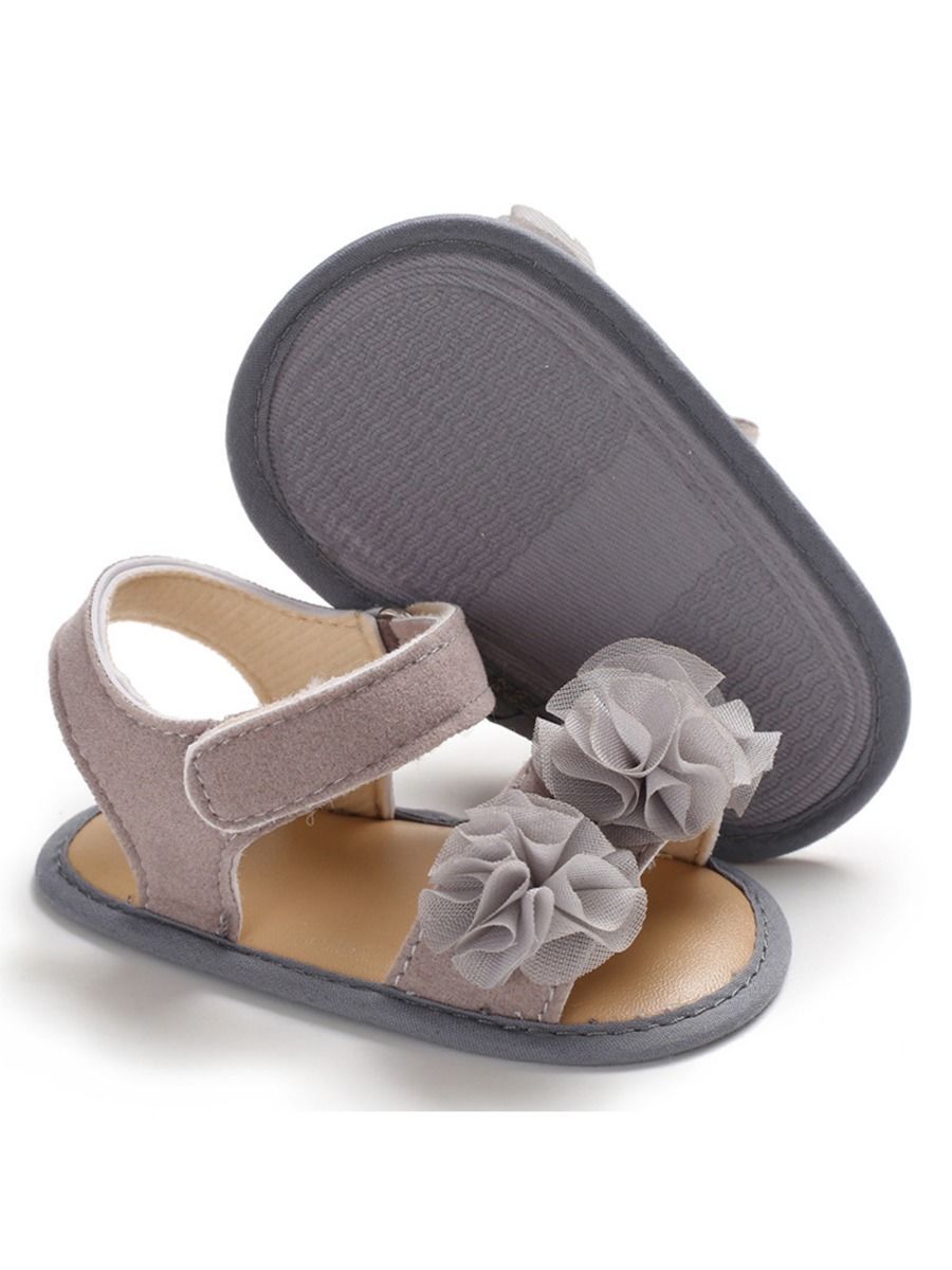 Flower Shoes Trim Solid Color Baby Sandal - dianjiang-