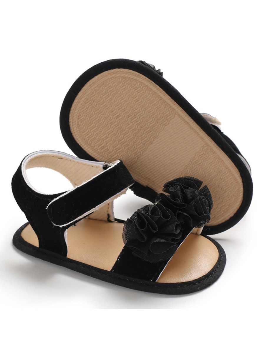 Flower Shoes Trim Solid Color Baby Sandal - dianjiang-