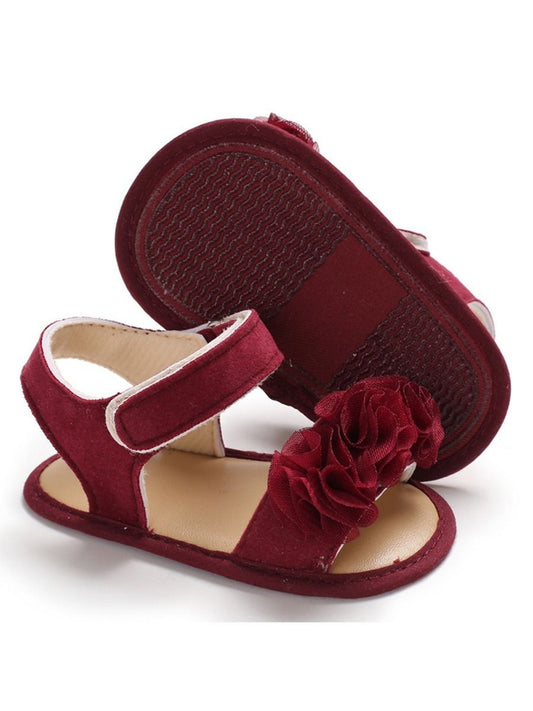 Flower Shoes Trim Solid Color Baby Sandal - dianjiang-