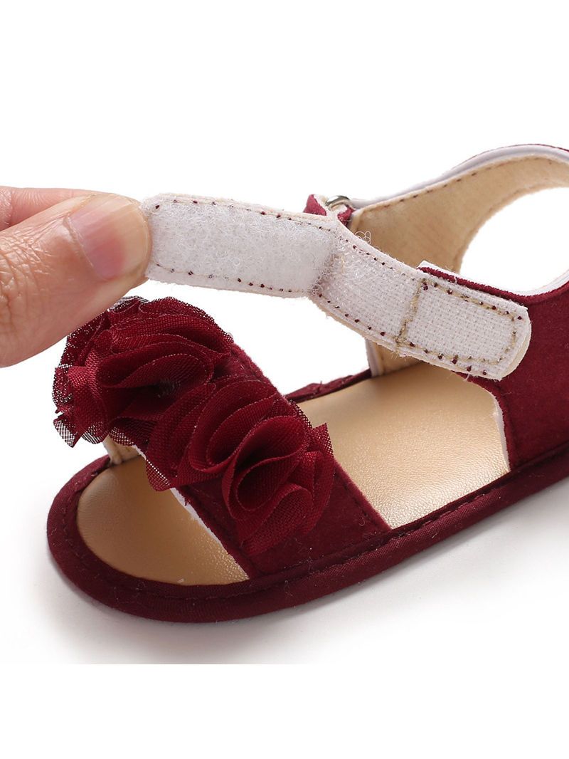 Flower Trim Solid Color Baby Girl Sandal - dianjiang-