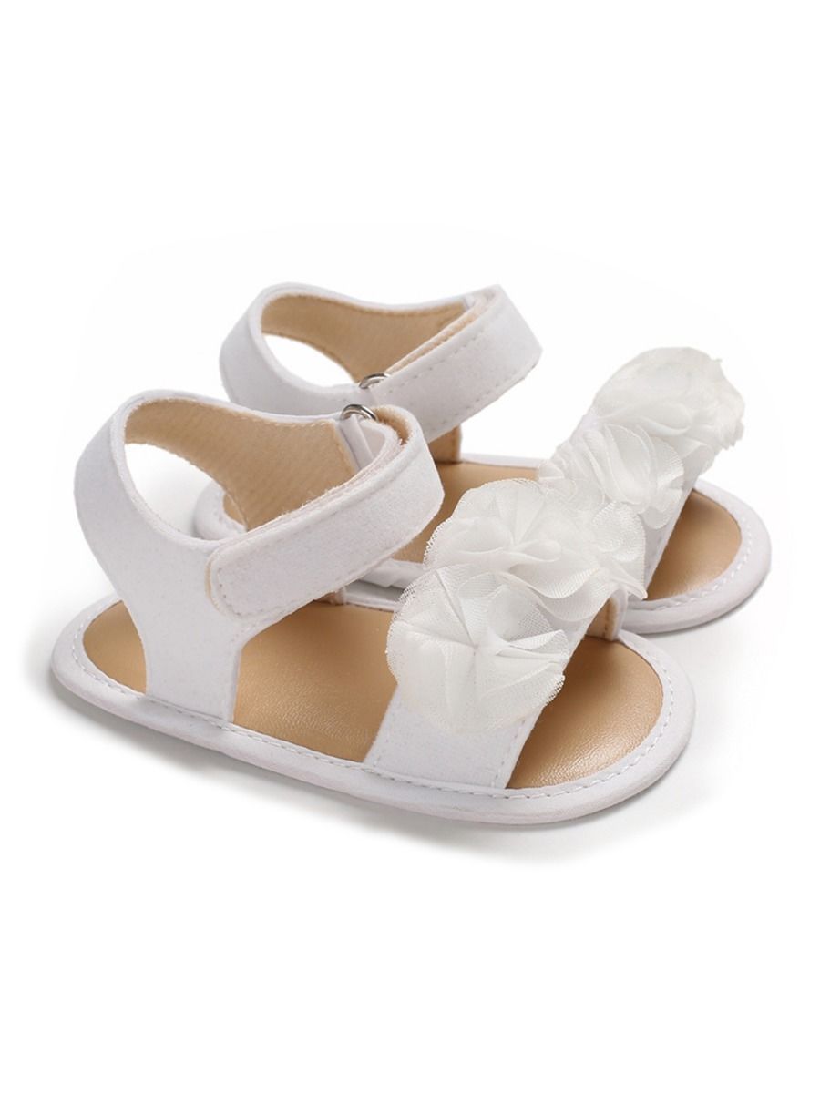 Flower Shoes Trim Solid Color Baby Sandal - dianjiang-