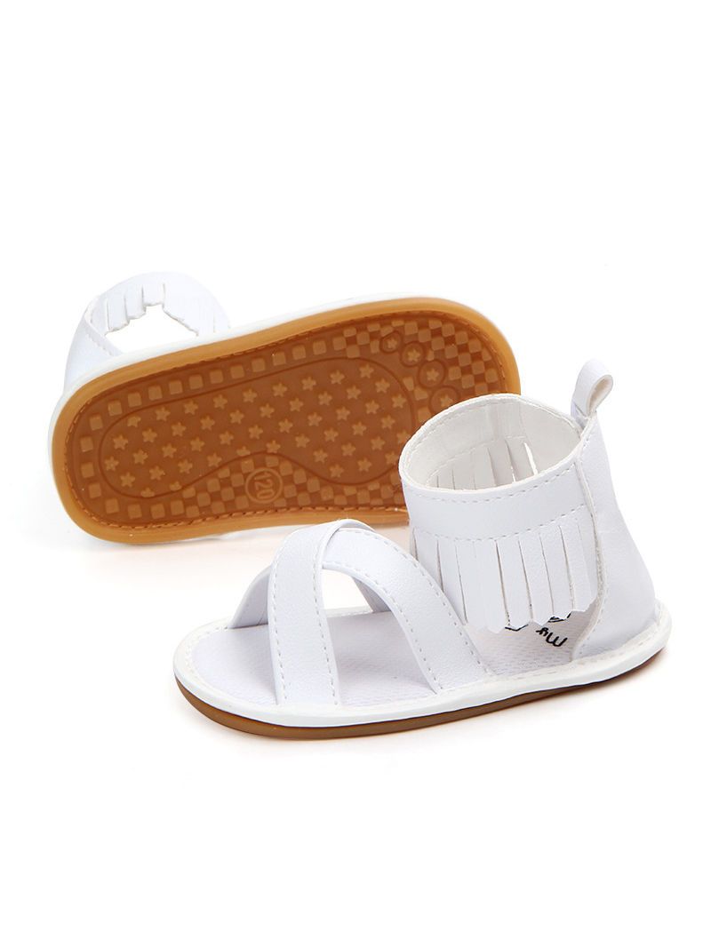 Tassel Trim Shoes Solid Color Slip-on Baby Sandals - dianjiang-