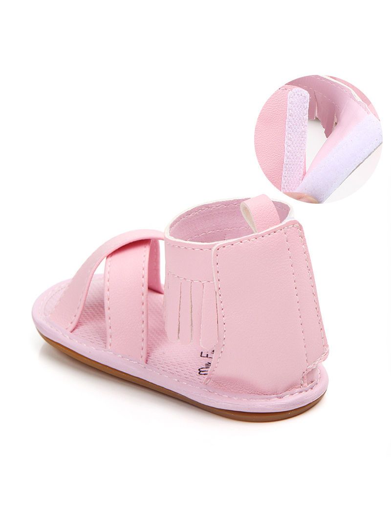 Tassel Trim Shoes Solid Color Slip-on Baby Sandals - dianjiang-