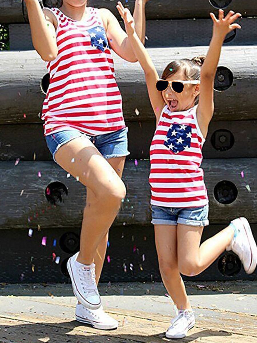 Mom and Me Fourth Of July Striped Tank Top - dianjiang-