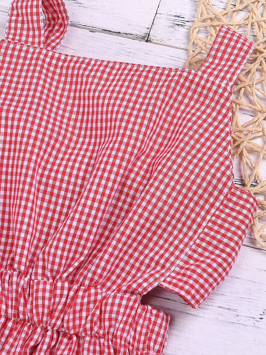 Stylish Plaid Baby Girl Tank Jumpsuit Overall - dianjiang-
