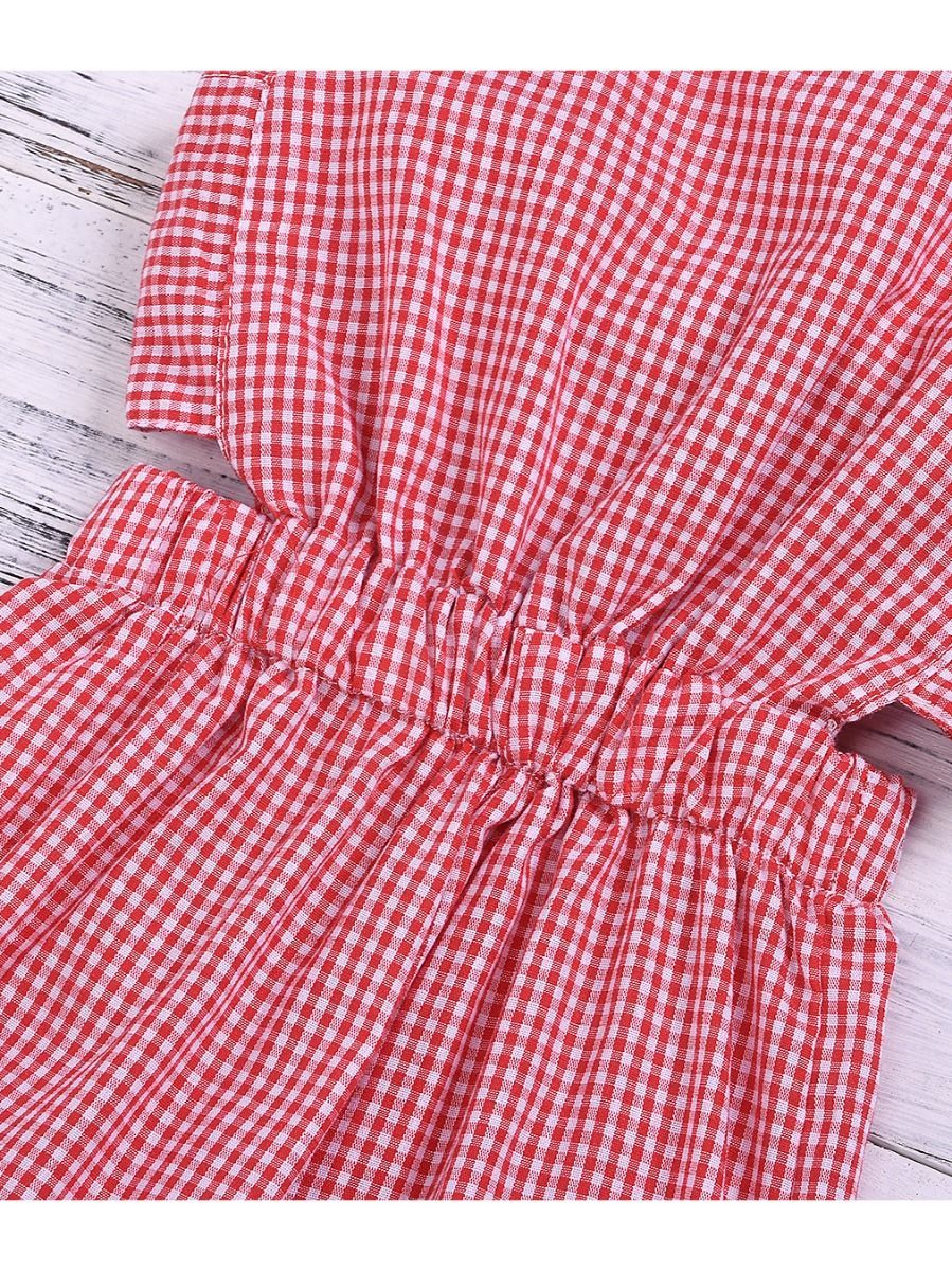 Stylish Plaid Baby Girl Tank Jumpsuit Overall - dianjiang-