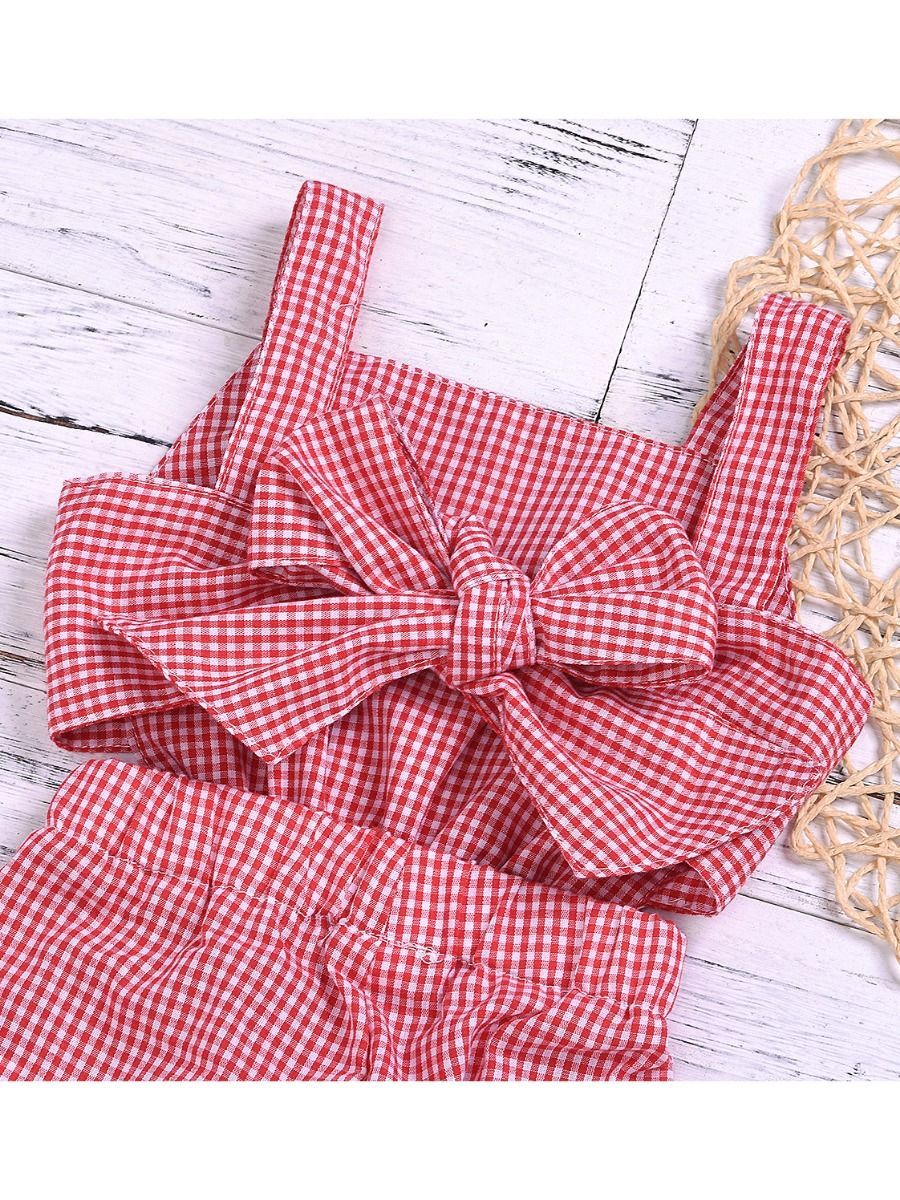 Stylish Plaid Baby Girl Tank Jumpsuit Overall - dianjiang-