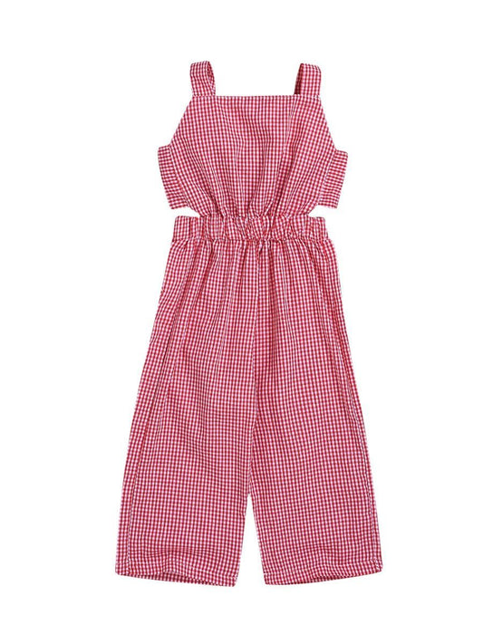 Stylish Plaid Baby Girl Tank Jumpsuit Overall - dianjiang-