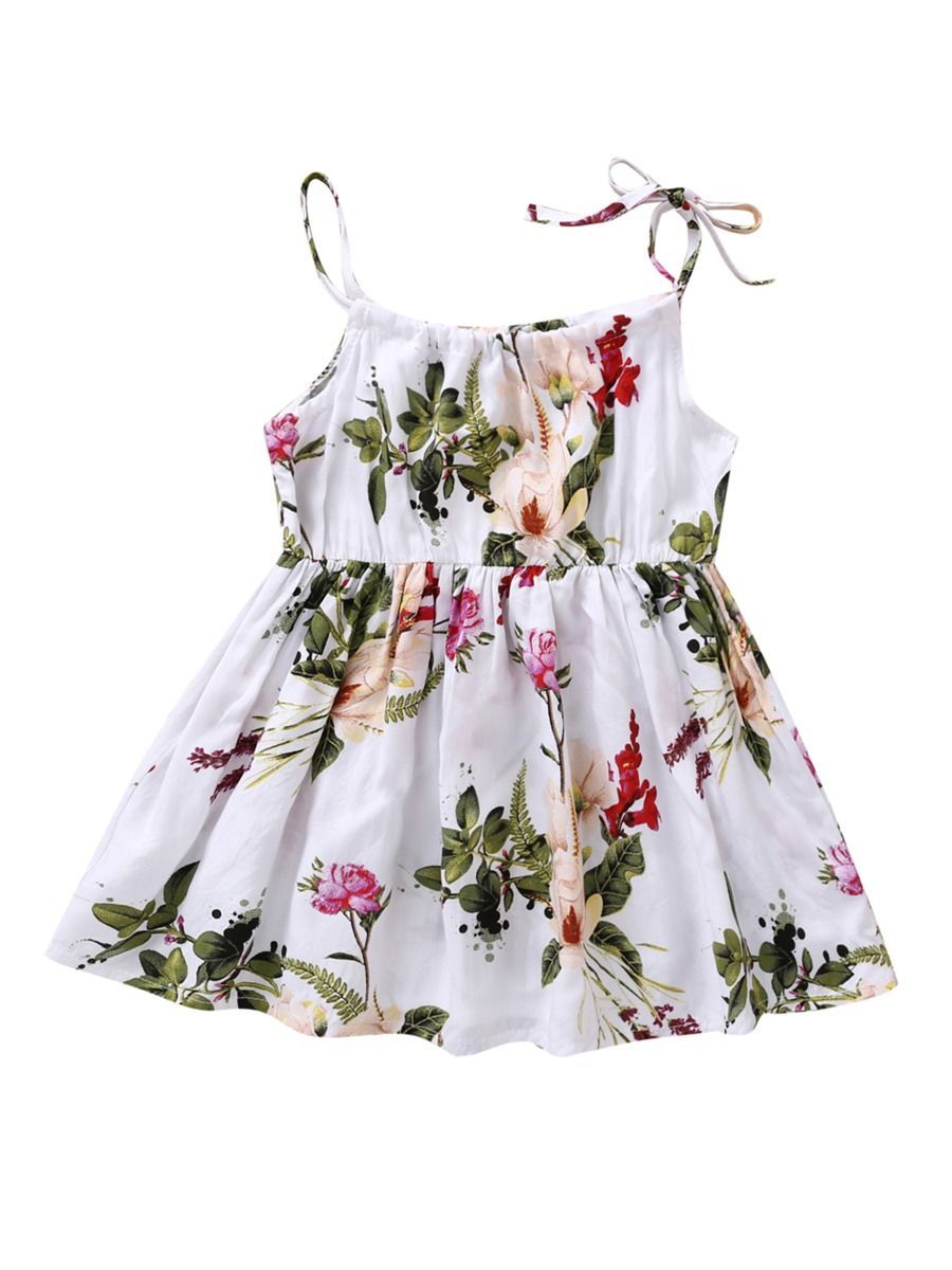 Fashion Flower Print Baby Girls Suspender Dresses - dianjiang-