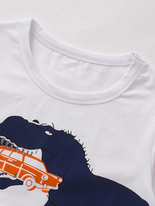 Car Dinosaur Pattern Toddler Big Boy T-shirt - dianjiang-