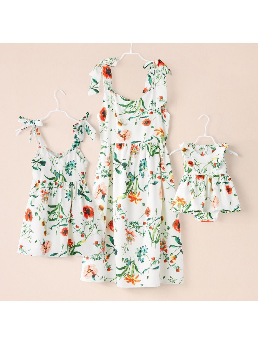 Mommy and Me Family Fitted Floral Sundress Romper Dress - dianjiang-