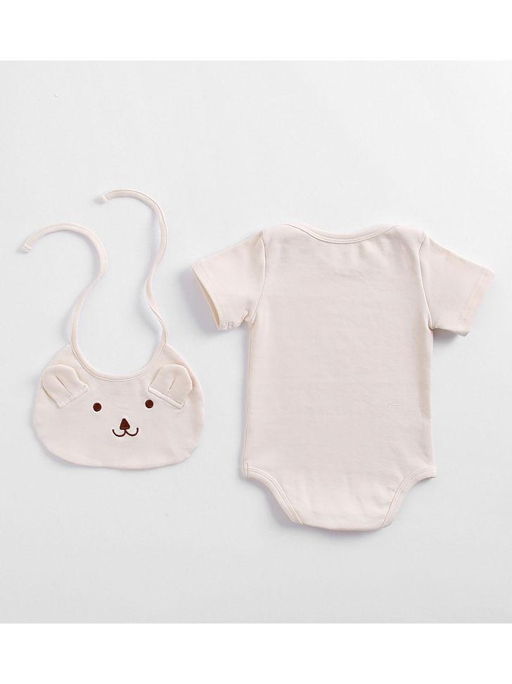 2-Piece Baby Onesie Matching Bear Bib - dianjiang-