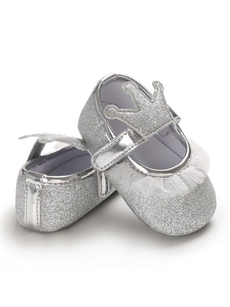 Shimmering Powder Crown Trim Sandals Pre Walking Princess Shoes - dianjiang-