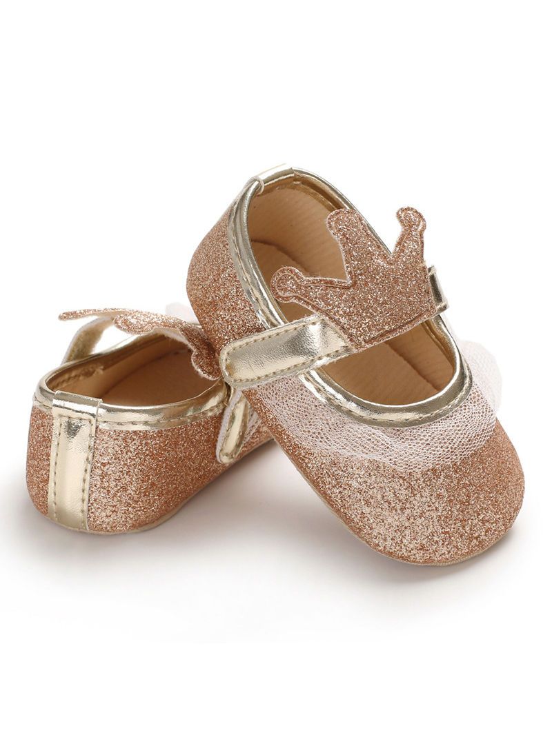 Shimmering Powder Crown Trim Sandals Pre Walking Princess Shoes - dianjiang-