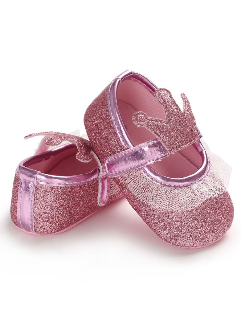 Shimmering Powder Crown Trim Sandals Pre Walking Princess Shoes - dianjiang-