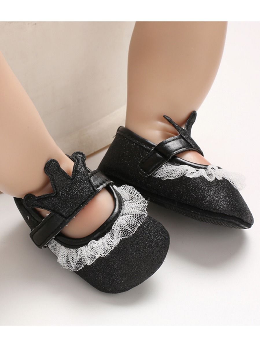 Shimmering Powder Crown Trim Sandals Pre Walking Princess Shoes - dianjiang-