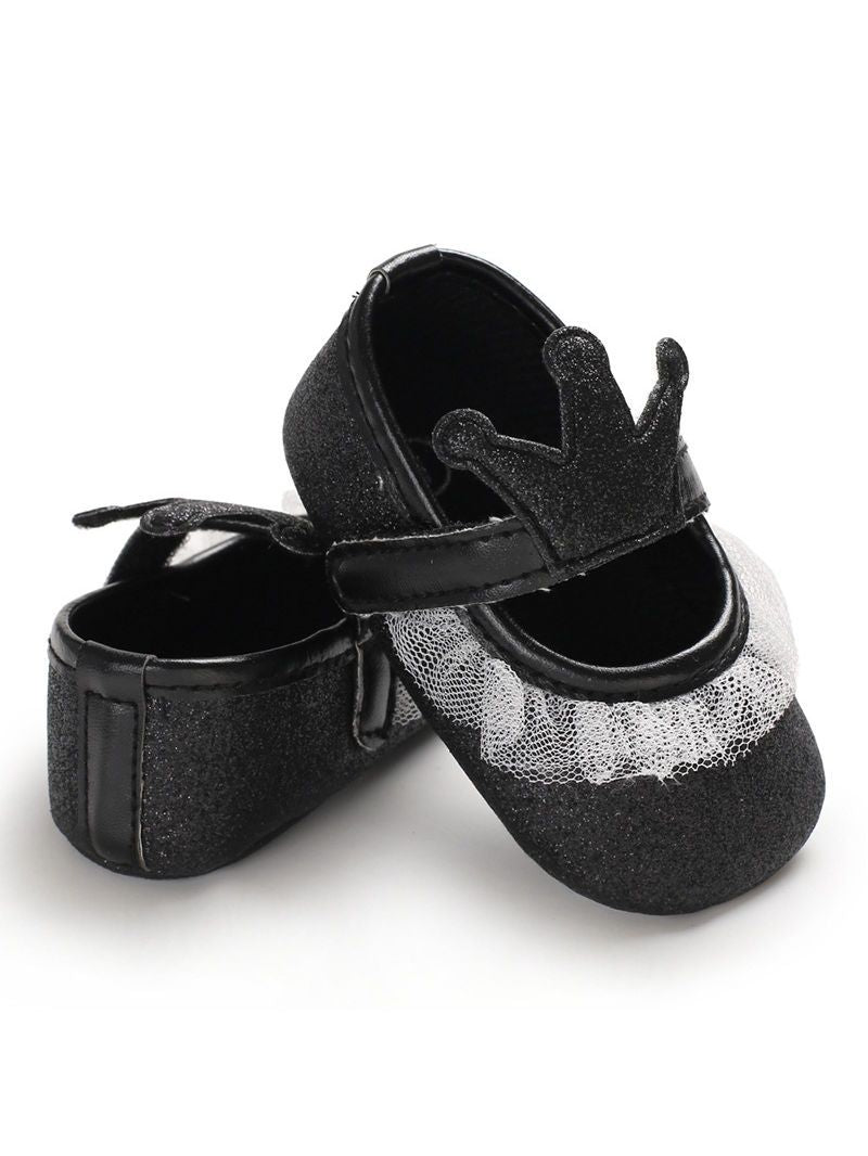 Shimmering Powder Crown Trim Sandals Pre Walking Princess Shoes - dianjiang-