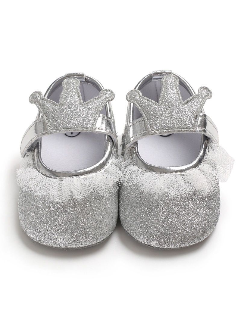 Shimmering Powder Crown Trim Sandals Pre Walking Princess Shoes - dianjiang-