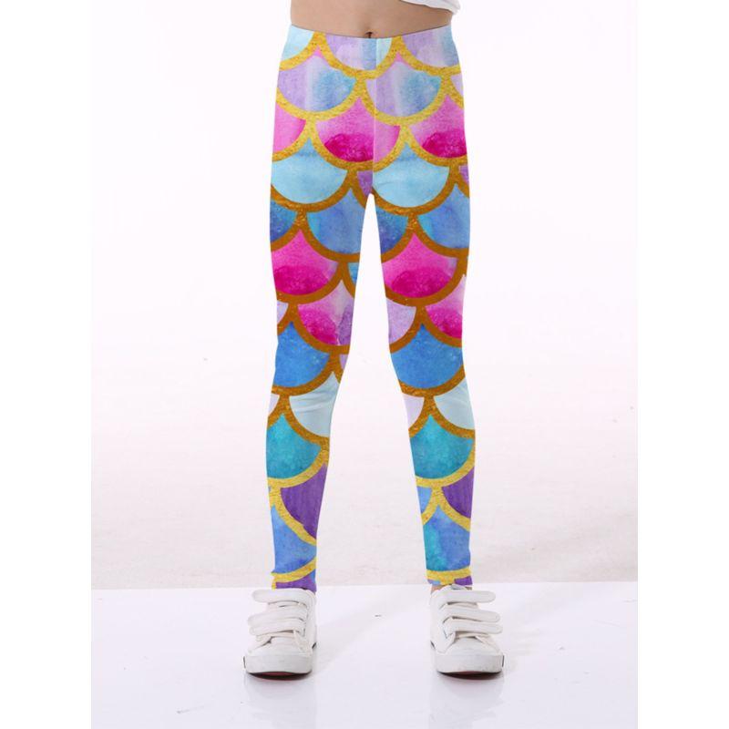 Mermaid Pattern Printed Leggings - dianjiang-