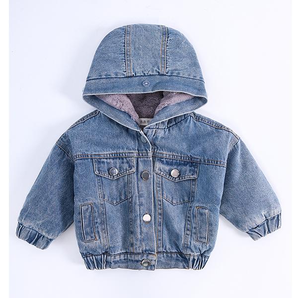 2 Colors Fashion Baby Toddler  Winter Fur Denim Jacket Pink and Gray - dianjiang-