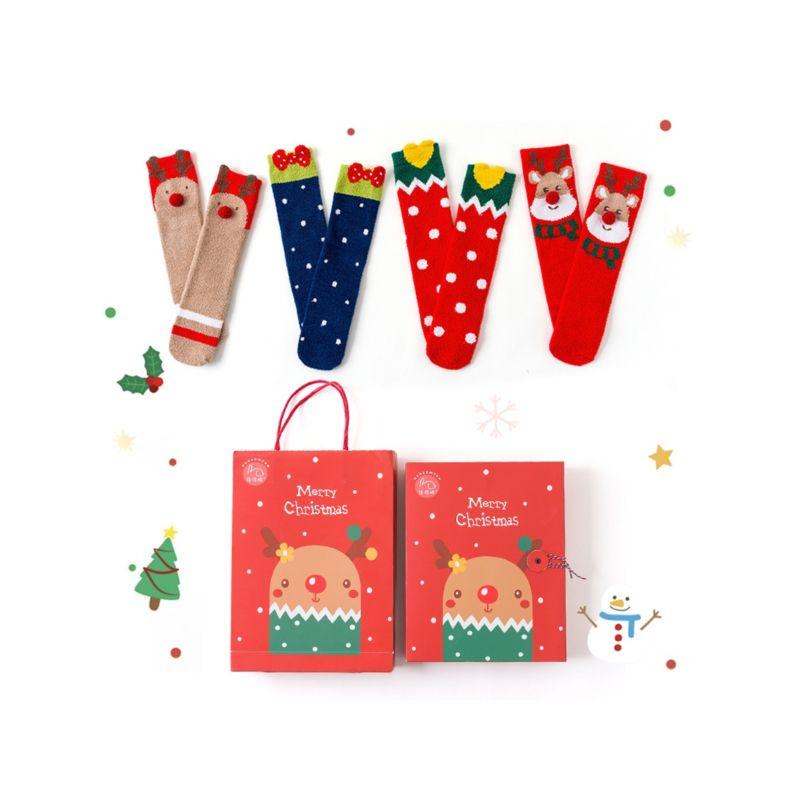 4-PACK Christmas Gift Family Matching Thememid-calf Length Socks - dianjiang-