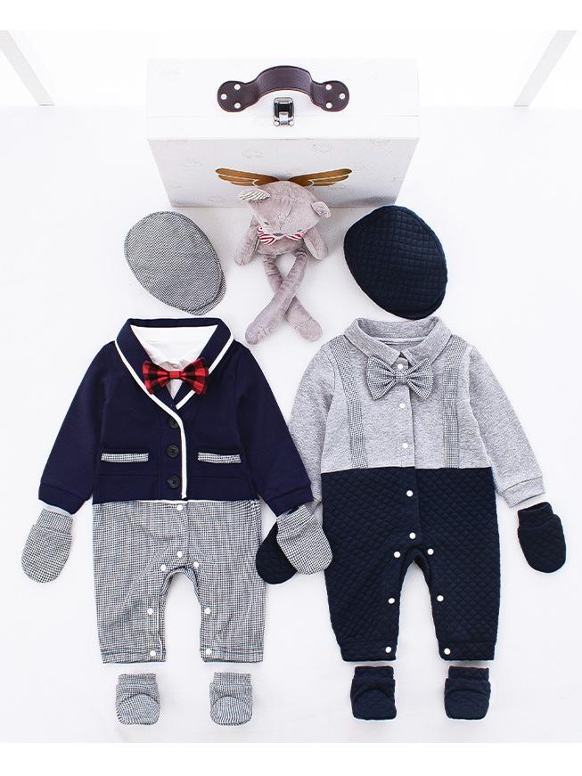 Fashion Infant Baby Boy 2-Sets Party Suits Gift Box Gray/Deepblue - dianjiang-