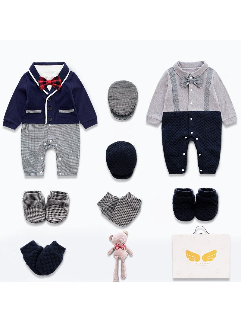 Fashion Infant Baby Boy 2-Sets Party Suits Gift Box Gray/Deepblue - dianjiang-