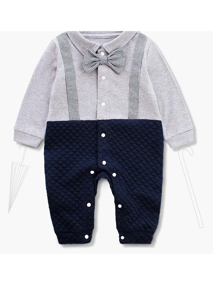 Fashion Infant Baby Boy 2-Sets Party Suits Gift Box Gray/Deepblue - dianjiang-