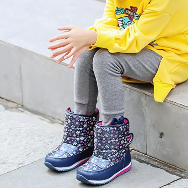 Winter Little Kids Outdoor Snowflake Fleece Lining Boots-3 Colors - dianjiang-