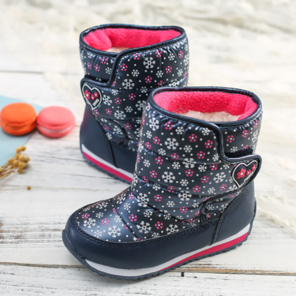 Winter Little Kids Outdoor Snowflake Fleece Lining Boots-3 Colors - dianjiang-