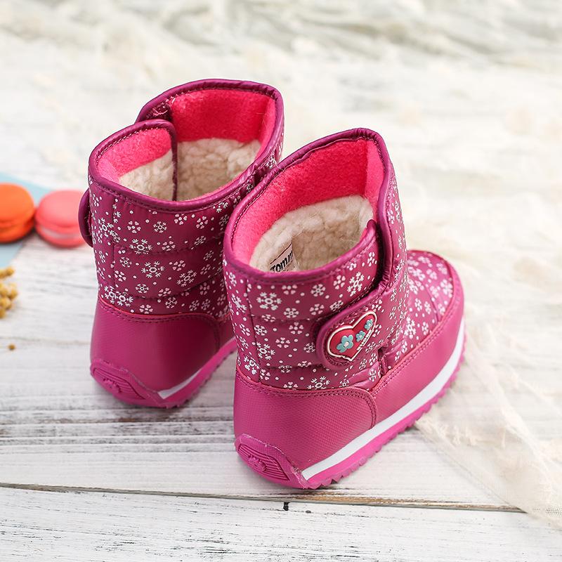 Winter Little Kids Outdoor Snowflake Fleece Lining Boots-3 Colors - dianjiang-