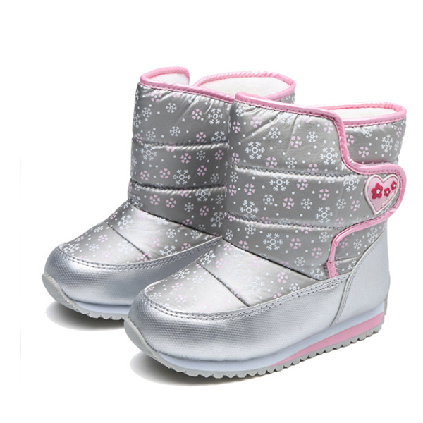 Winter Little Kids Outdoor Snowflake Fleece Lining Boots-3 Colors - dianjiang-