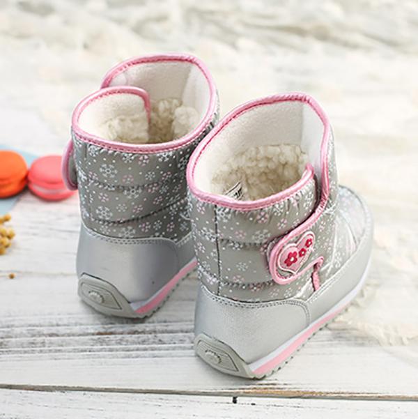 Winter Little Kids Outdoor Snowflake Fleece Lining Boots-3 Colors - dianjiang-