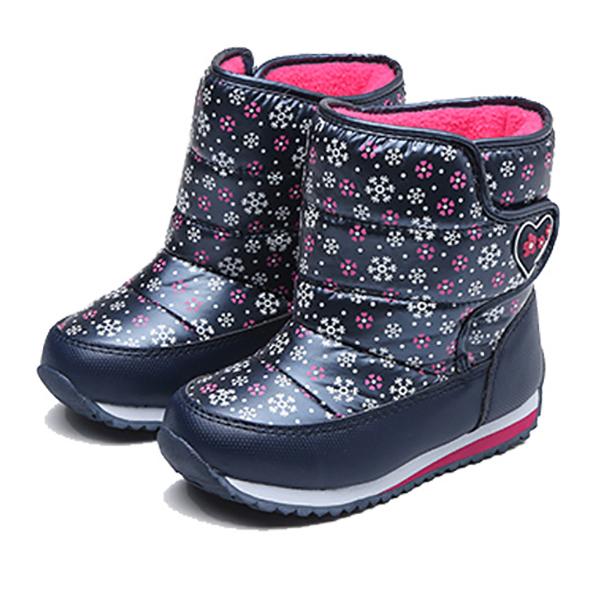 Winter Little Kids Outdoor Snowflake Fleece Lining Boots-3 Colors - dianjiang-