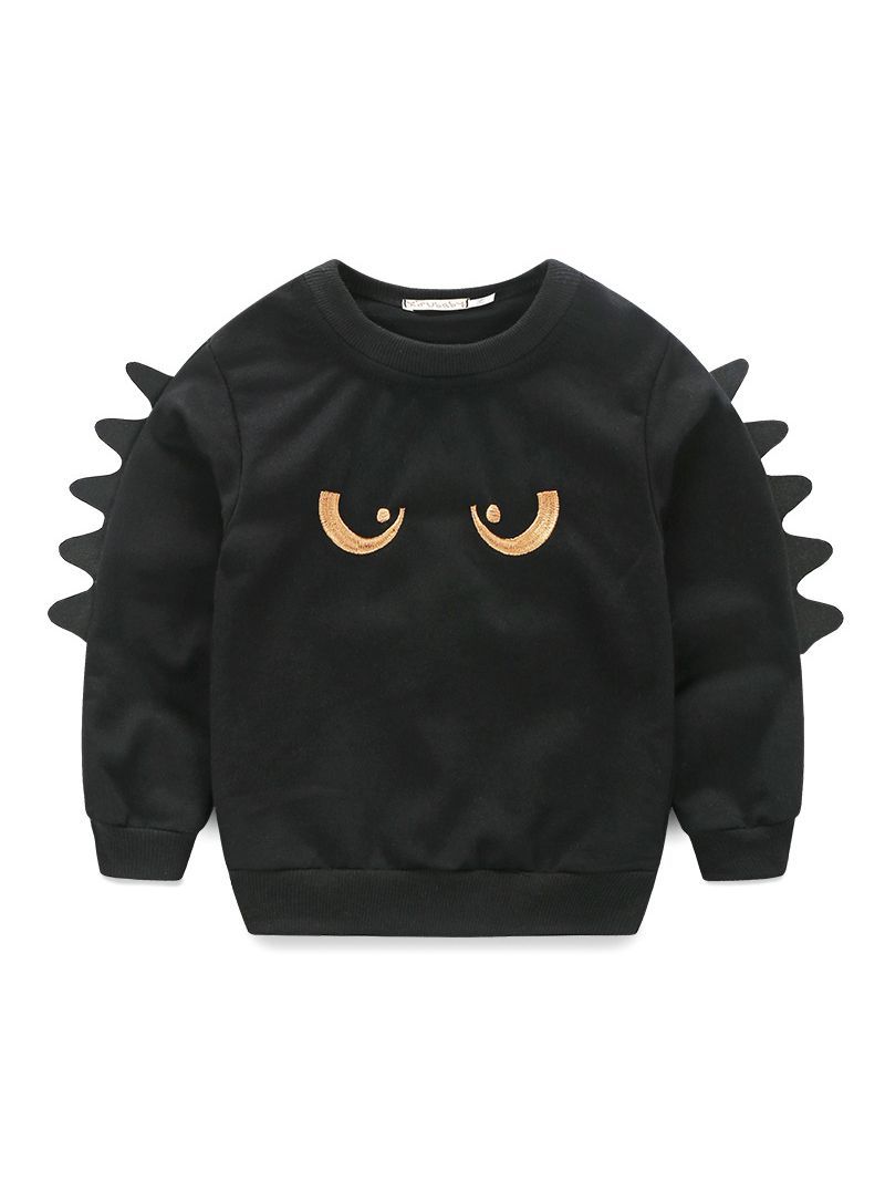 Cartoon Style Baby Little Boys 2-piece Outfit Black Sweatshirt Jumper+Yellow Pants - dianjiang-