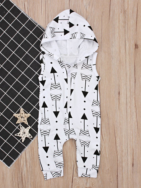 Kids Hooded Jumpsuit Zipper Baby Romper - dianjiang-