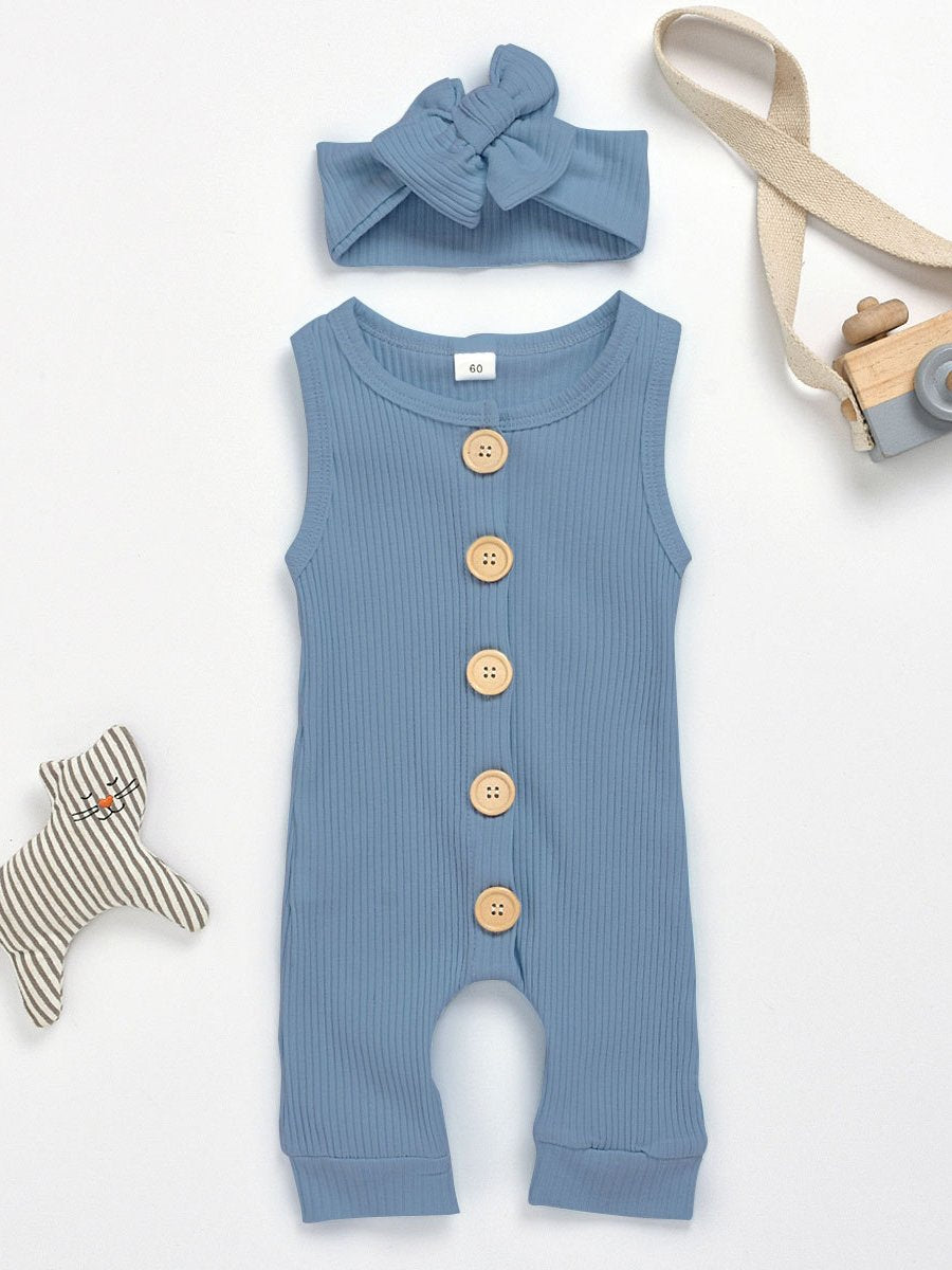 Baby Sleeveless Jumpsuit Solid Color Crawling Suit - dianjiang-