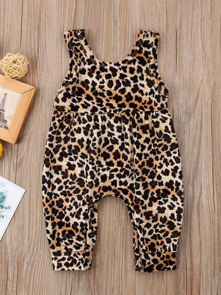 Baby Sleeveless Leopard Print Siamese Romper - dianjiang-