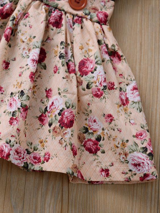 Multi-colored 2-Piece Autumn Baby Girl Clothes Outfit Butterfly Sleeve Romper + Flower Suspender Skirt - dianjiang-