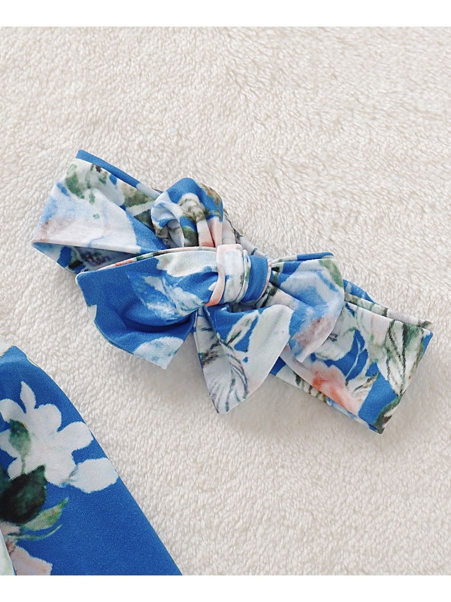 2-Piece Baby Floral Printed Sleeping Bag + Headband - dianjiang-