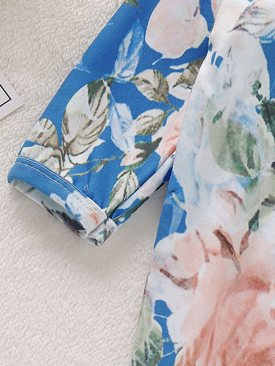 2-Piece Baby Floral Printed Sleeping Bag + Headband - dianjiang-