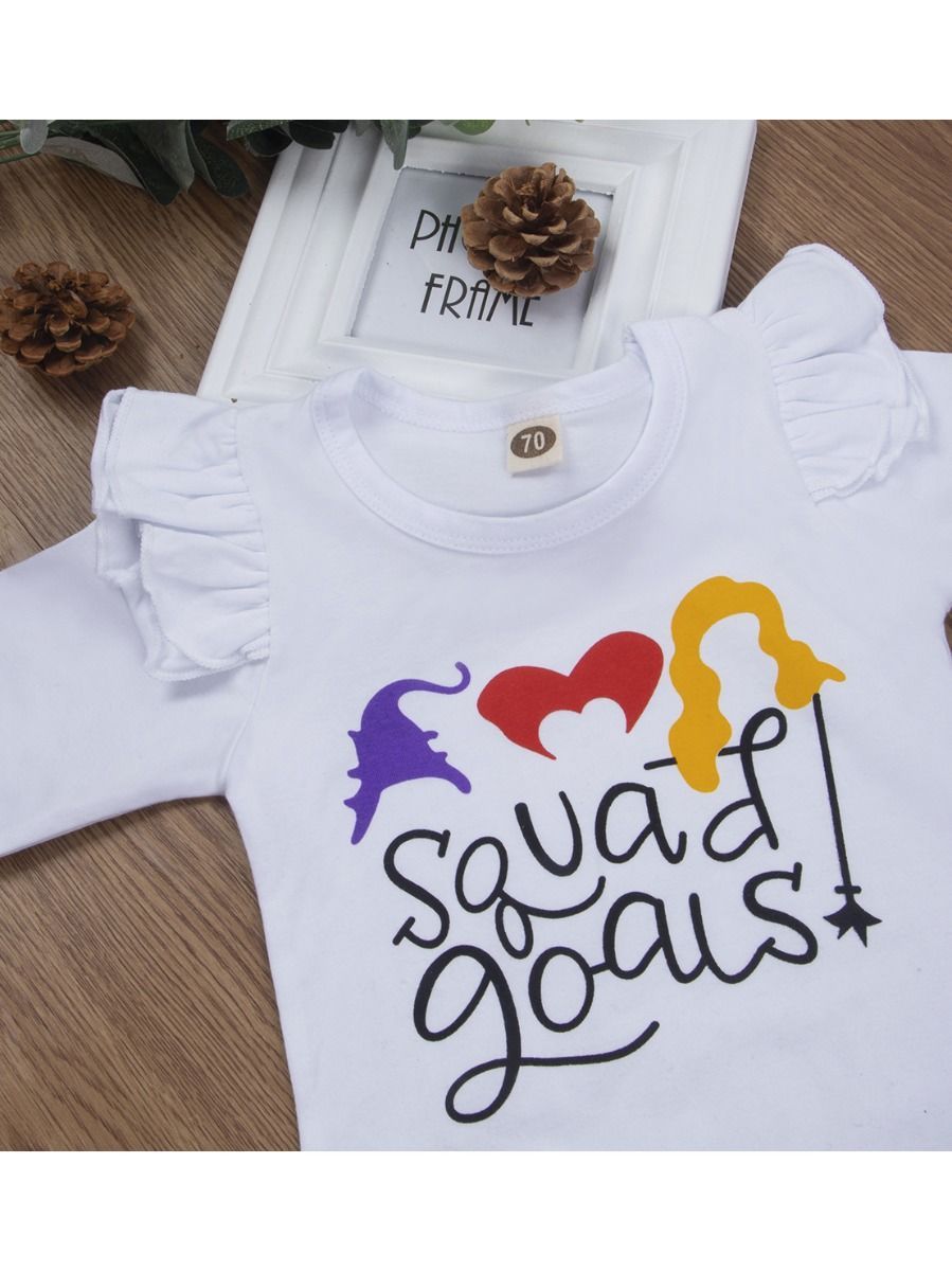 2-Piece Baby Girl Halloween Outfits White Romper+Suspender Skirt - dianjiang-