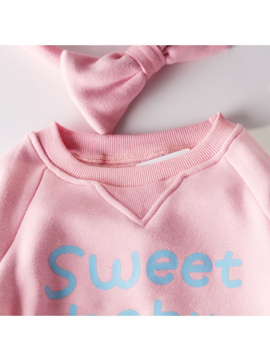 Winter 2-Piece Baby Fleece-lined Bodysuit and Headband Pink/Blue - dianjiang-