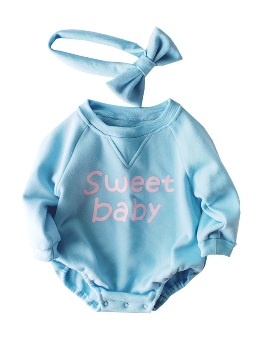 Winter 2-Piece Baby Fleece-lined Bodysuit and Headband Pink/Blue - dianjiang-
