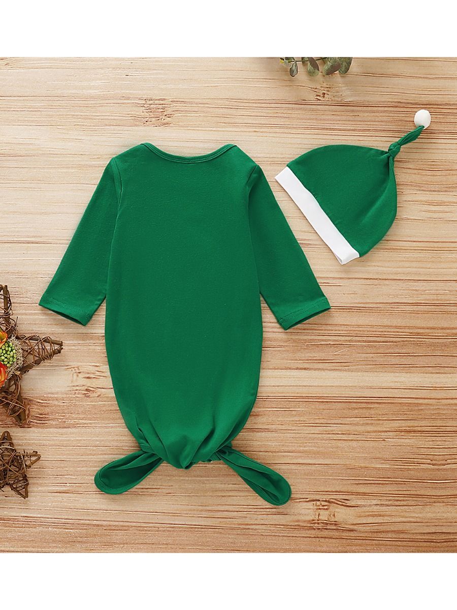 2-Piece Baby Reindeer Long Sleeve Green 70CM Sleeping Bag & Hat - dianjiang-