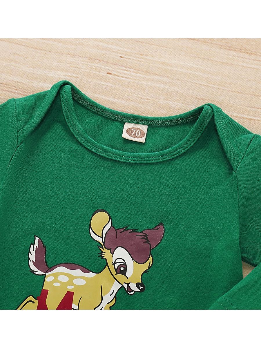 2-Piece Baby Reindeer Long Sleeve Green 70CM Sleeping Bag & Hat - dianjiang-