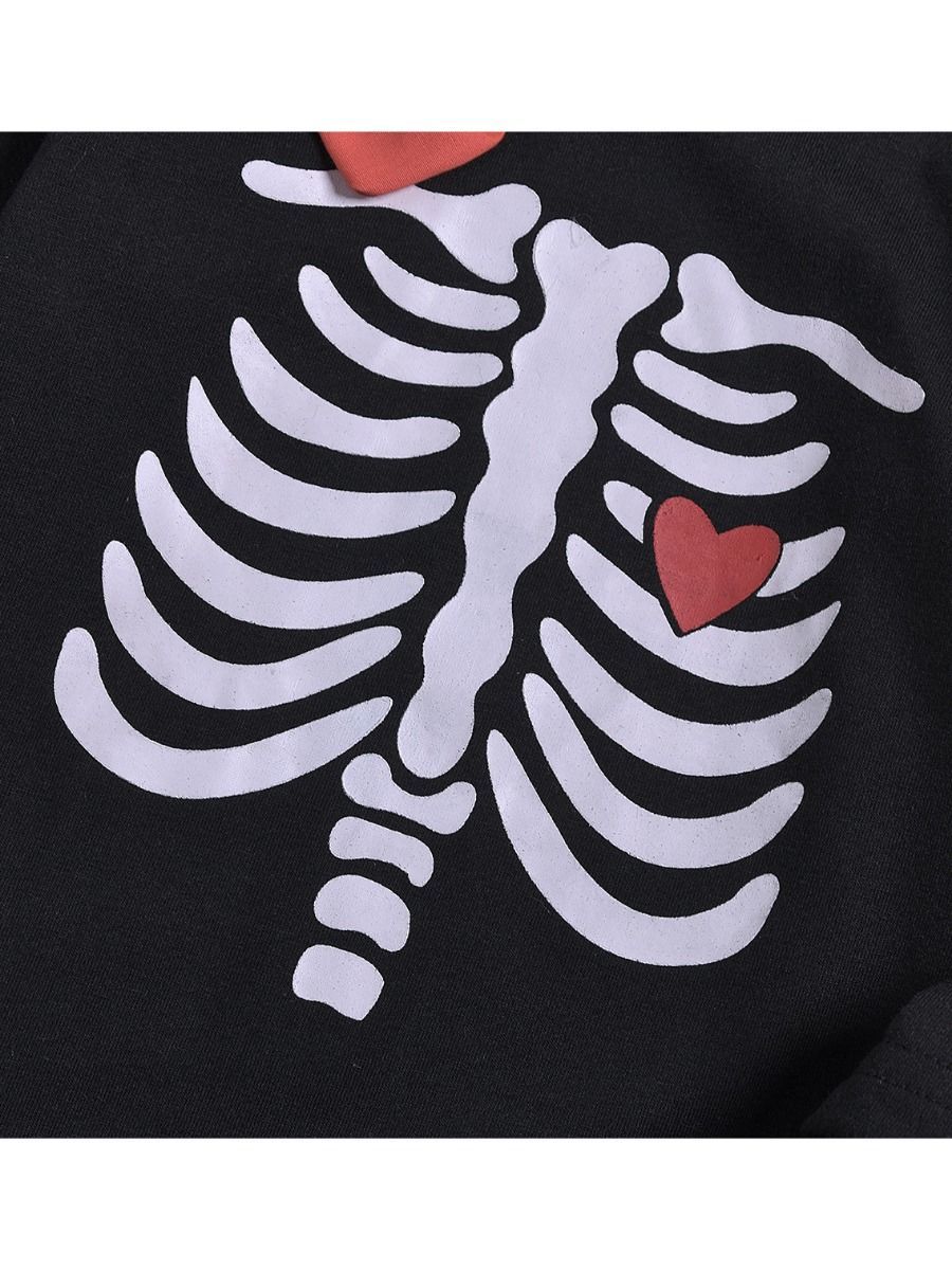 2-Piece Baby Toddler Girl Halloween Outfit Tee + Black Mesh Skirt - dianjiang-