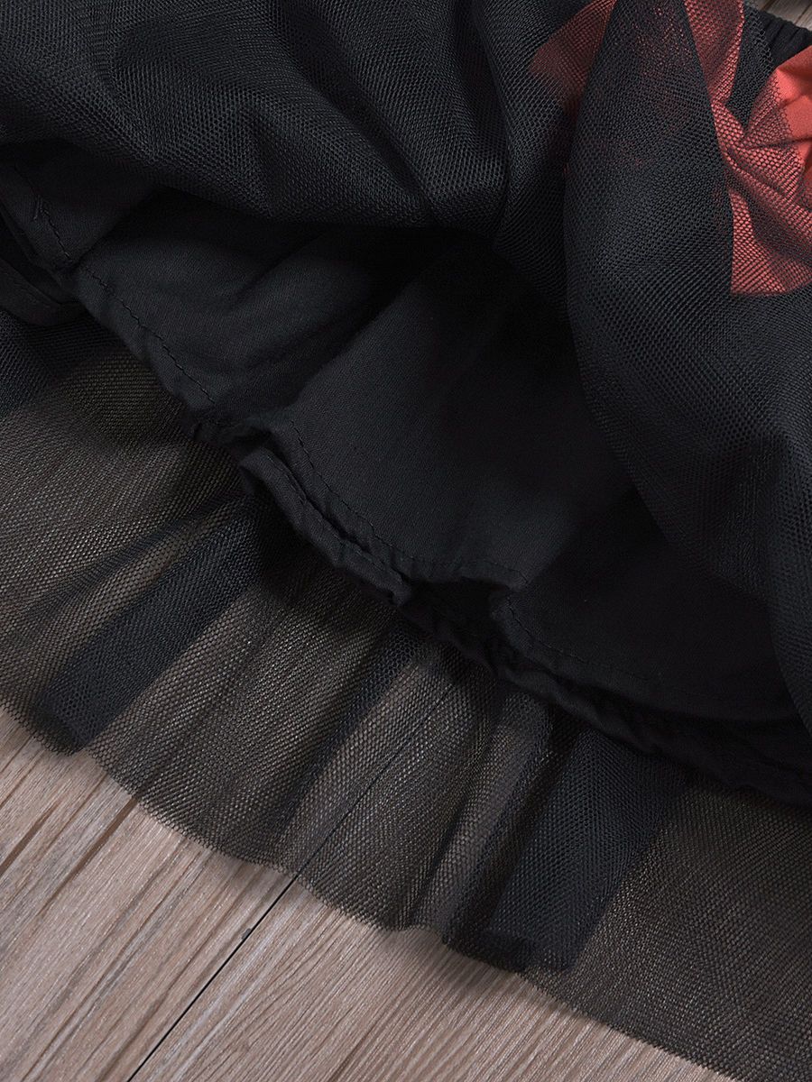 2-Piece Baby Toddler Girl Halloween Outfit Tee + Black Mesh Skirt - dianjiang-