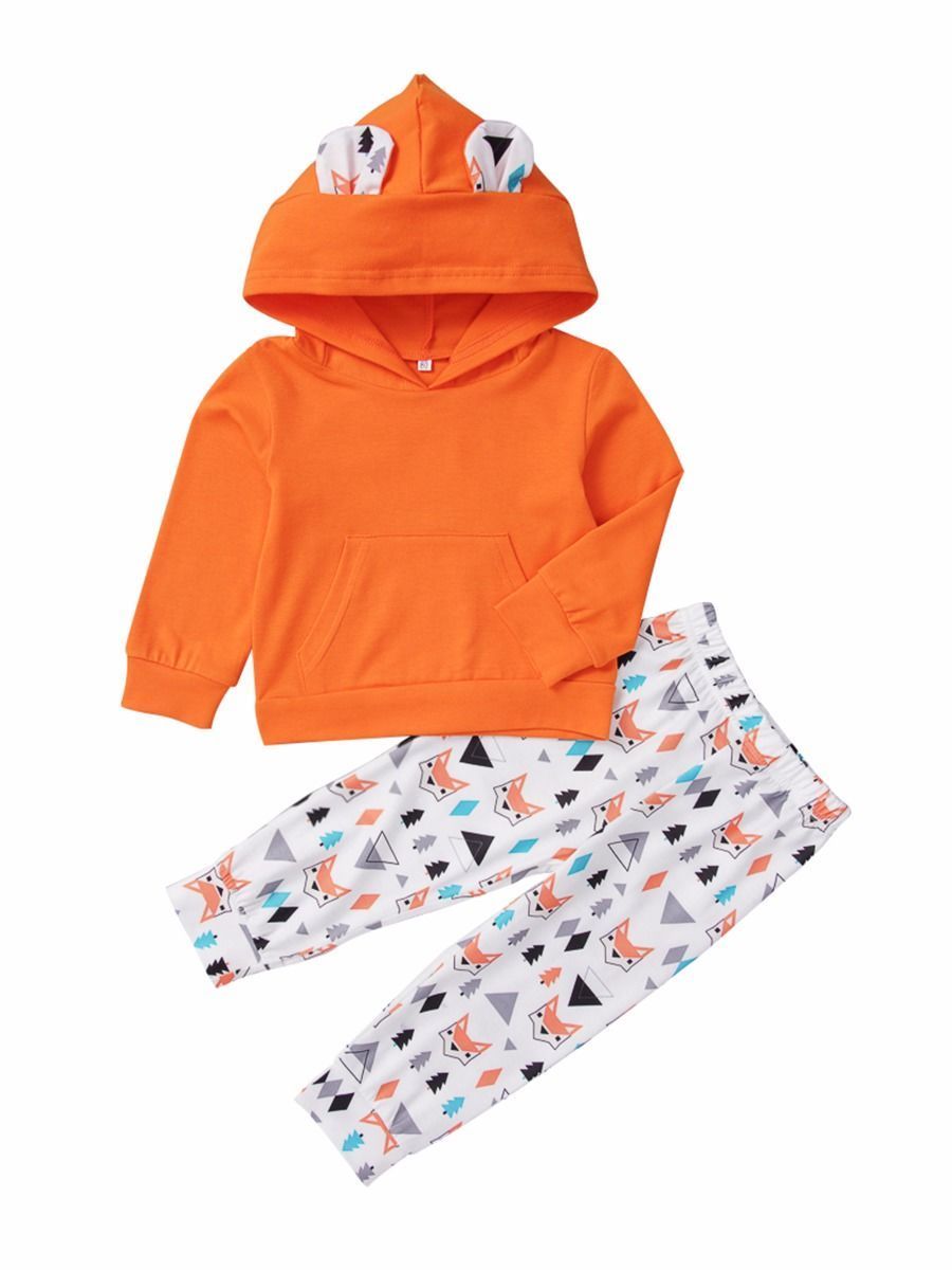 2-Piece Fox Set Cute Ear Baby Toddler Kids Hoodie & Pants - dianjiang-
